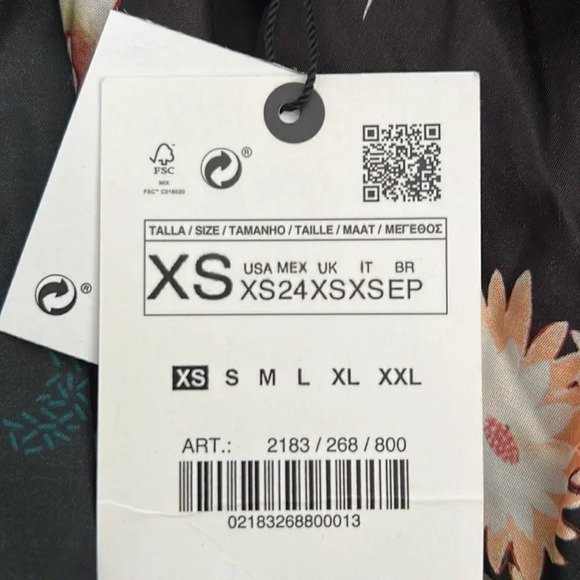 ZARA | Black | PRINTED MINI DRESS - Picture 9 of 9